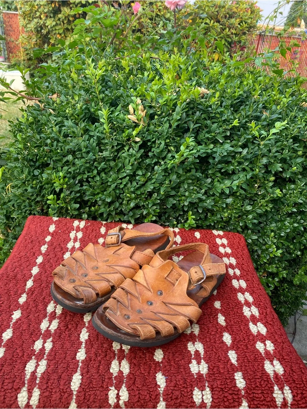 Real Genuine Men’s Brown Leather Fisherman Sandals Size 7